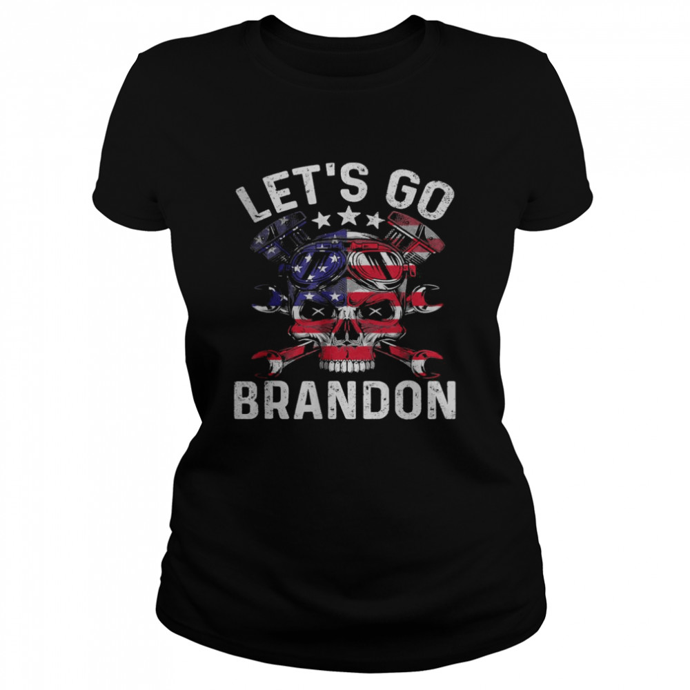 Let’s Go Branden Vintage Us Flag American Biker Motocycle T- Classic Women's T-shirt