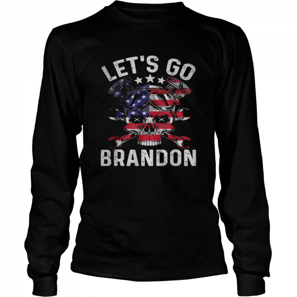 Let’s Go Branden Vintage Us Flag American Biker Motocycle T- Long Sleeved T-shirt