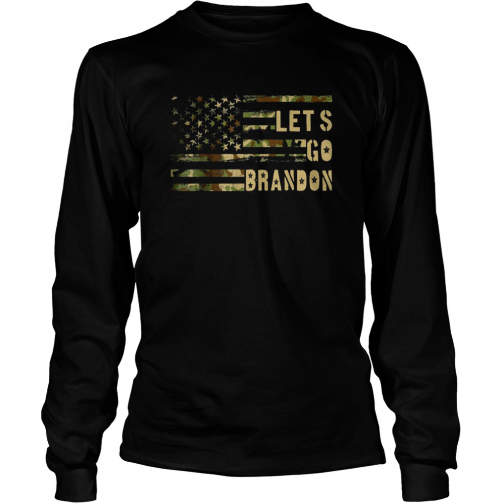 Let’s Go Brandon Lets Go Brandon Camouflage American Flag Long Sleeved T-shirt