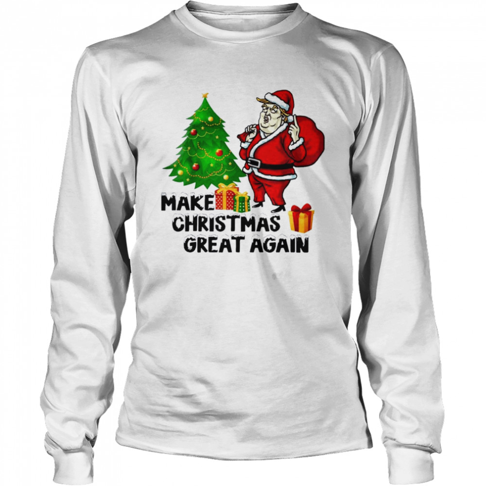 Make Christmas Great Again Trump Santa Claus american flag merry christmas shirt Long Sleeved T-shirt