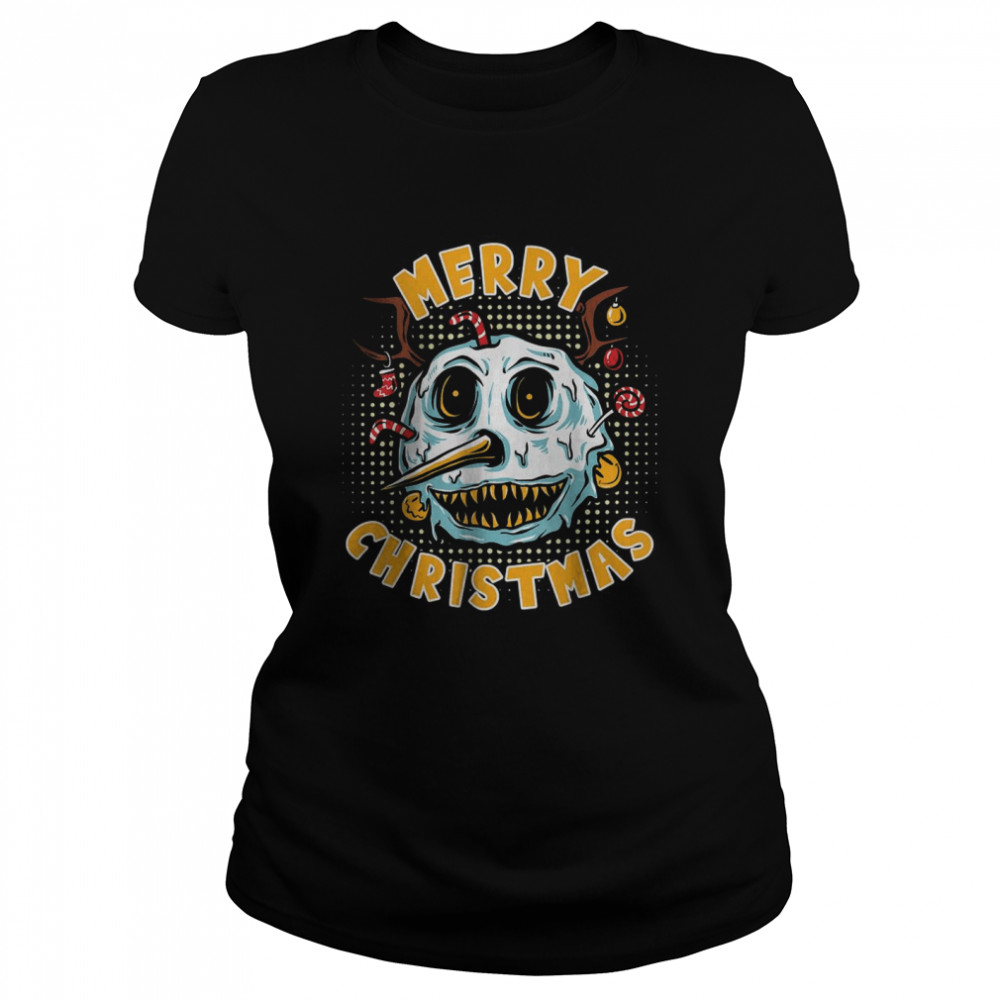 Merry Scary Christmas Ugly Sweater Scary Snowman T- Classic Women's T-shirt