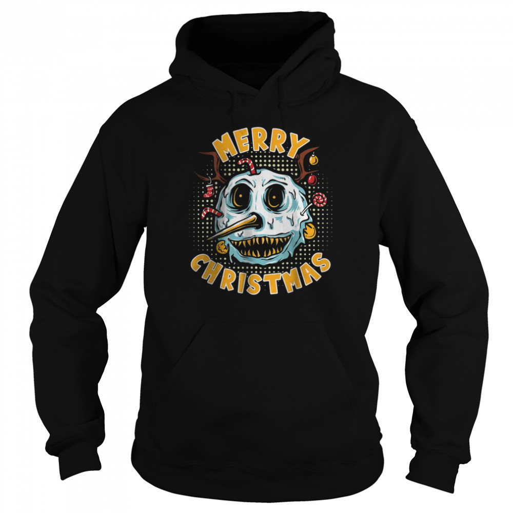 Merry Scary Christmas Ugly Sweater Scary Snowman T- Unisex Hoodie