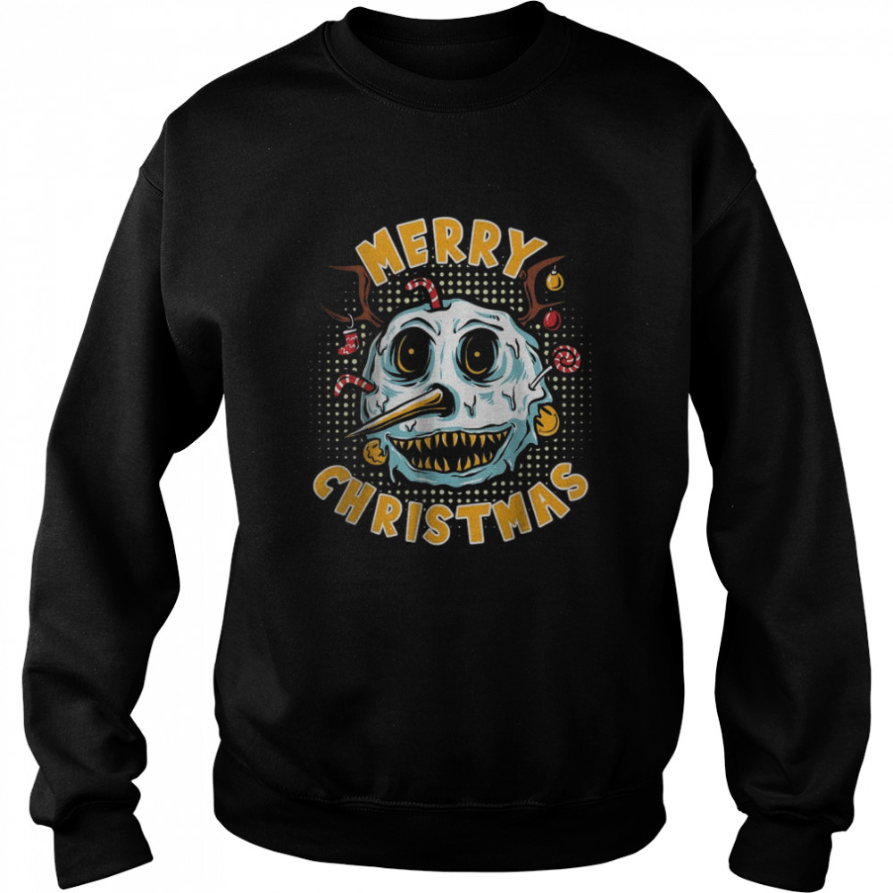 Merry Scary Christmas Ugly Sweater Scary Snowman T- Unisex Sweatshirt