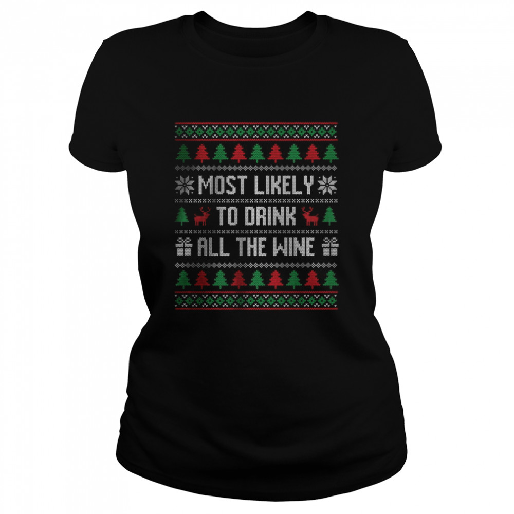 Most Likely To Drink All The Wine Christmas T- Classic Women's T-shirt