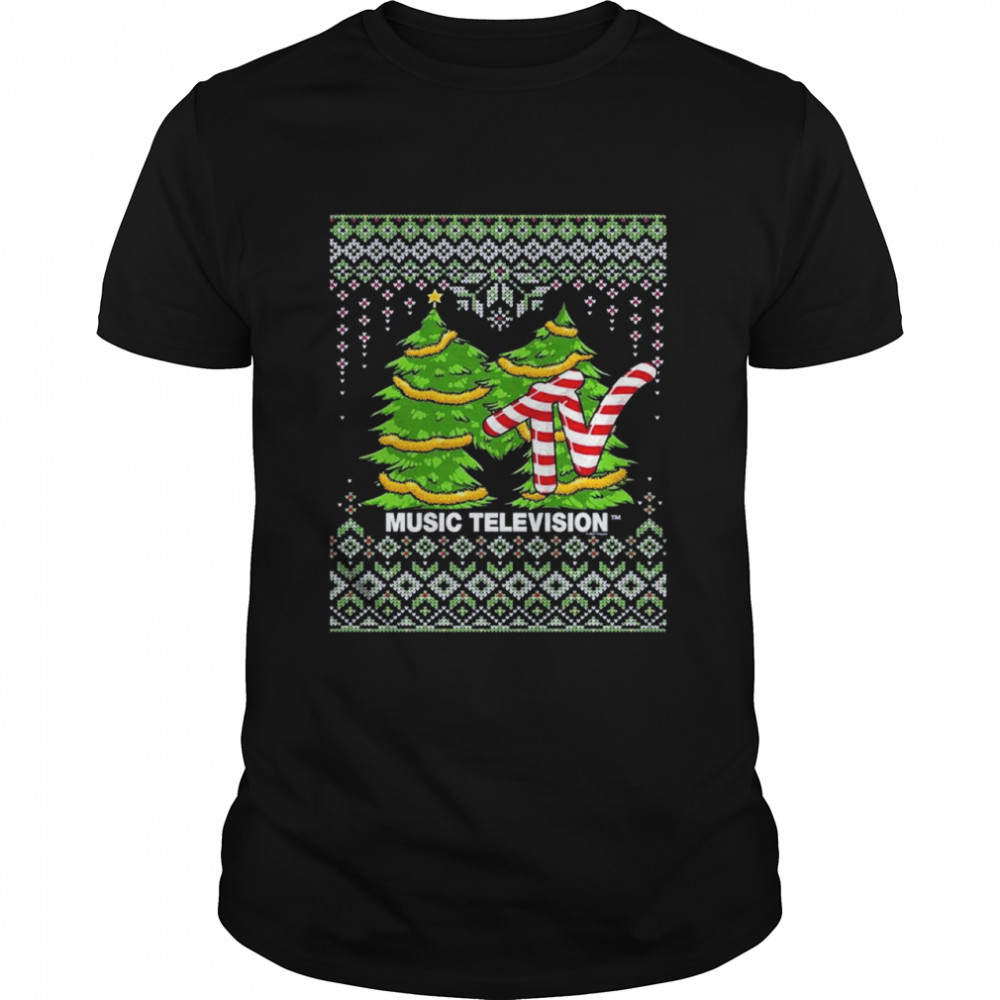 MTV Christmas Trees Candy Cane Logo Ugly shirt Classic Men's T-shirt