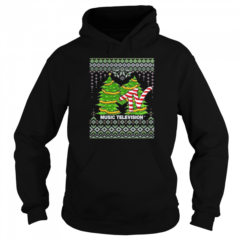 MTV Christmas Trees Candy Cane Logo Ugly shirt Unisex Hoodie