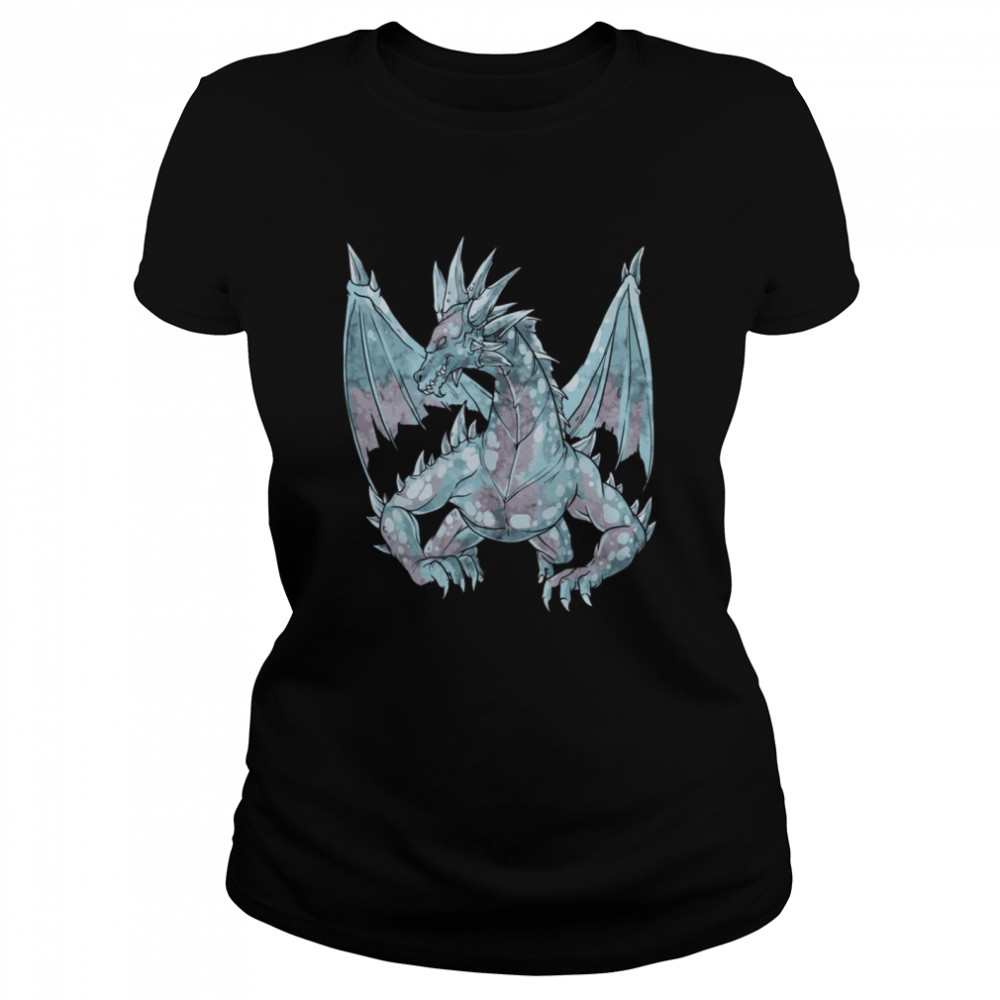 Pastel Goth Fierce Scary Dragon Watercolor Classic Women's T-shirt