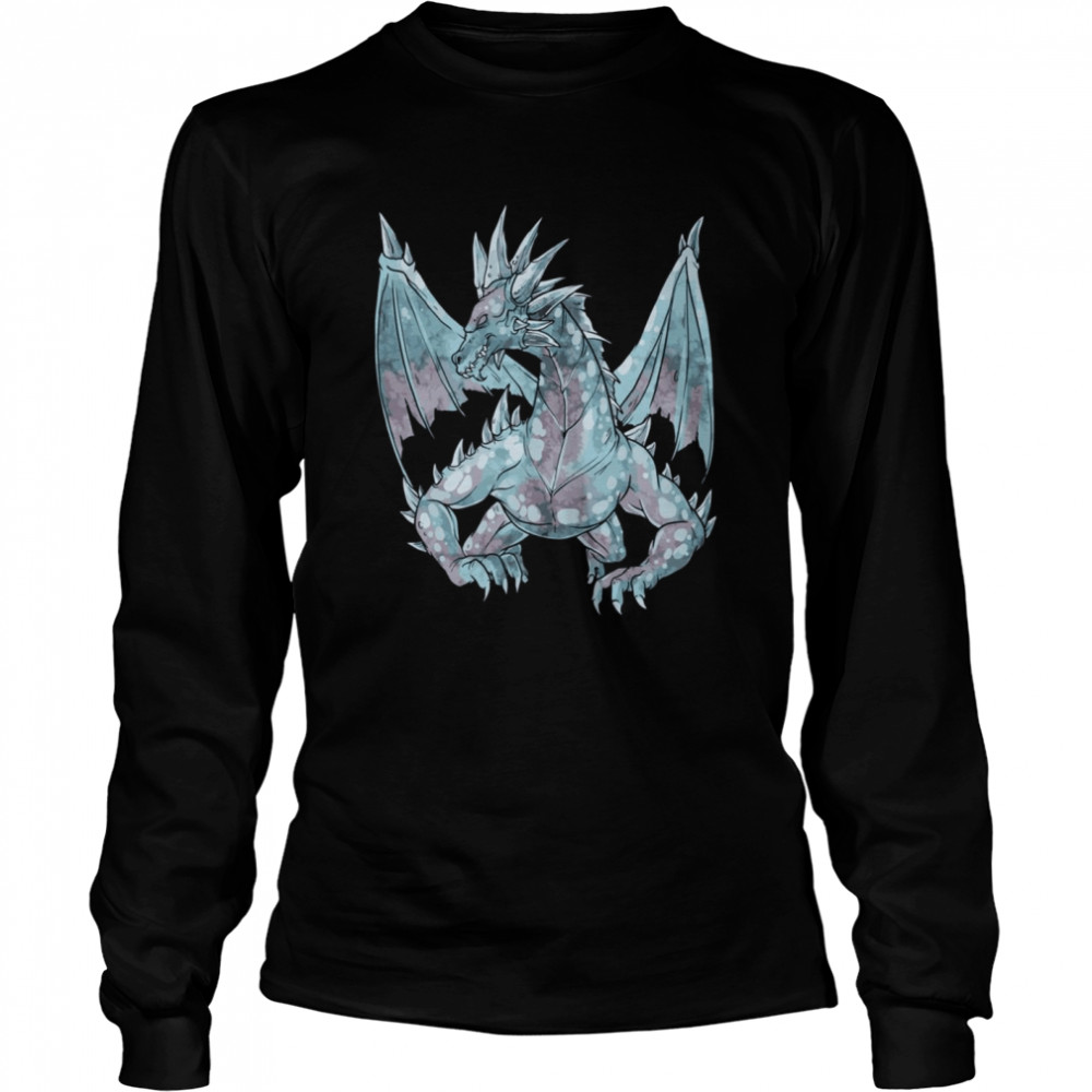 Pastel Goth Fierce Scary Dragon Watercolor Long Sleeved T-shirt