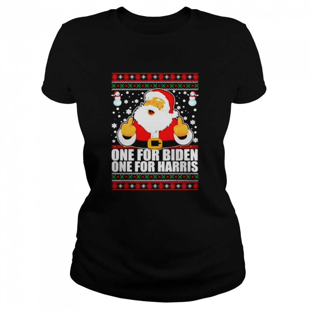 Santa Claus One for Biden One for Harris Christmas ugly shirt Classic Women's T-shirt