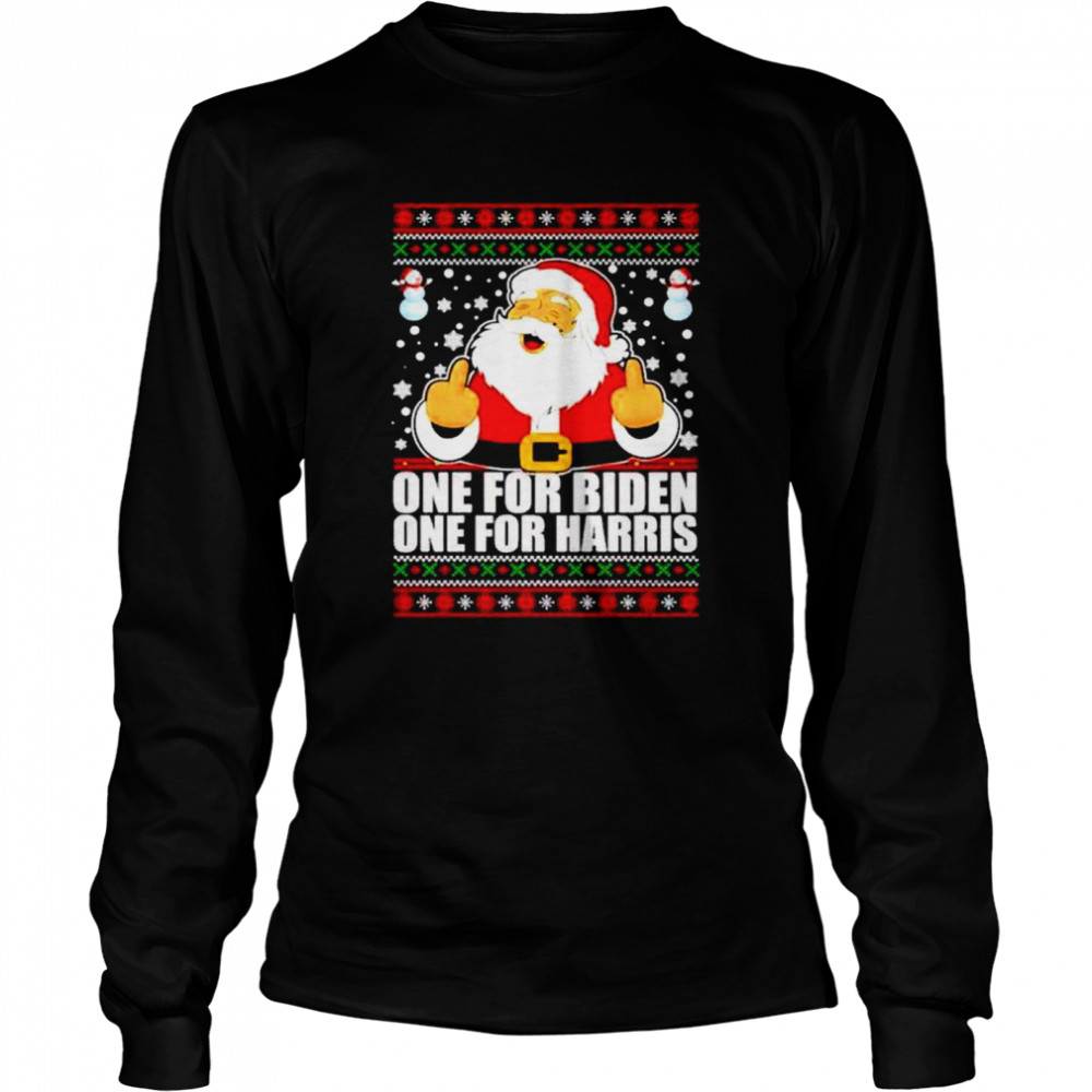 Santa Claus One for Biden One for Harris Christmas ugly shirt Long Sleeved T-shirt