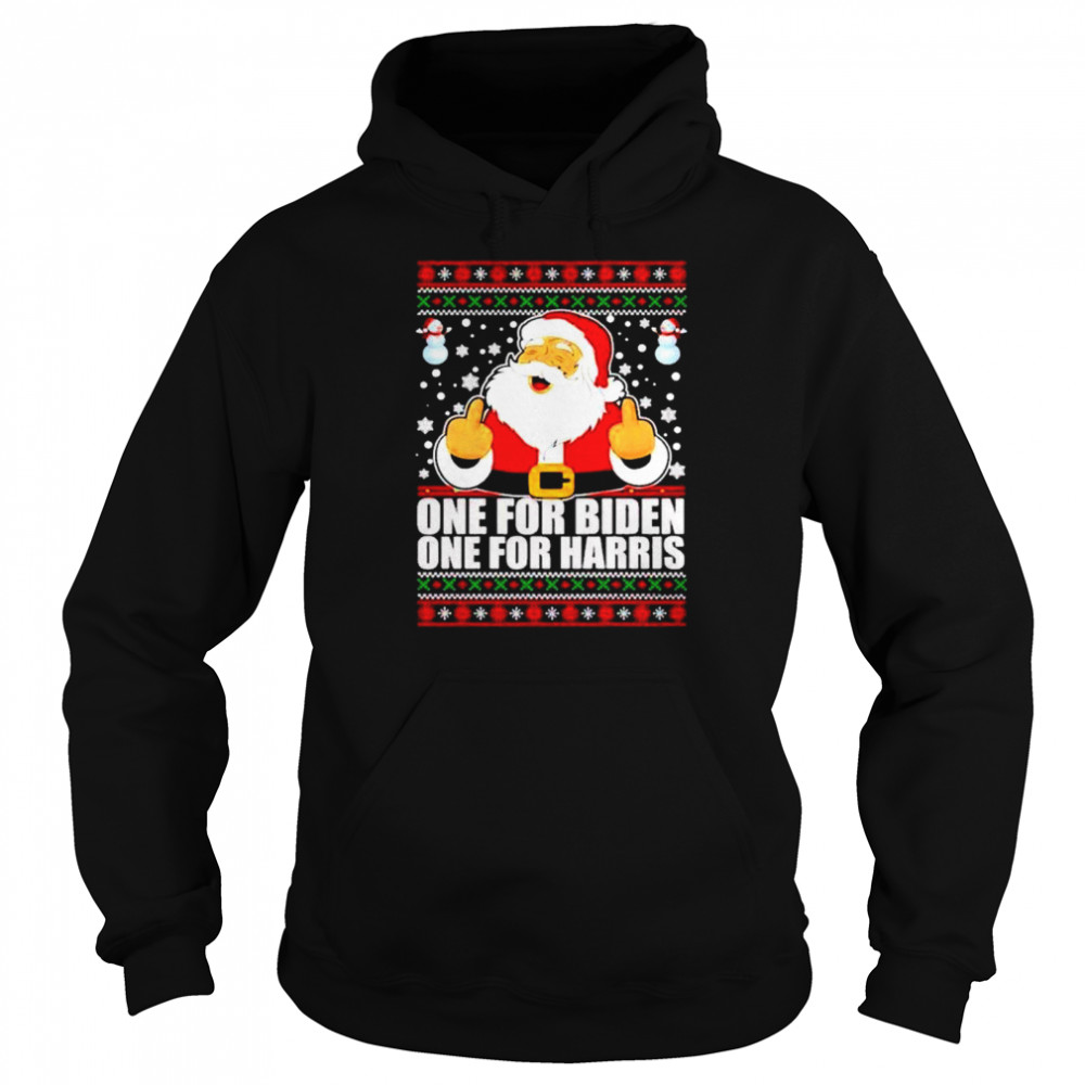 Santa Claus One for Biden One for Harris Christmas ugly shirt Unisex Hoodie