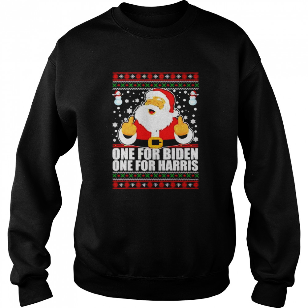 Santa Claus One for Biden One for Harris Christmas ugly shirt Unisex Sweatshirt