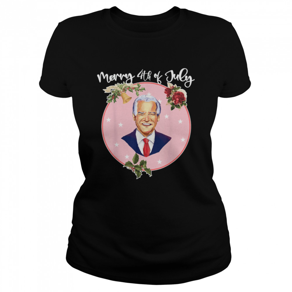 Ugly Christmas Vintage Joe Biden Merry 4th of July Classic Women's T-shirt