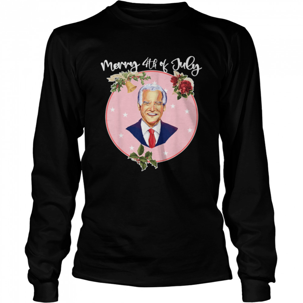 Ugly Christmas Vintage Joe Biden Merry 4th of July Long Sleeved T-shirt