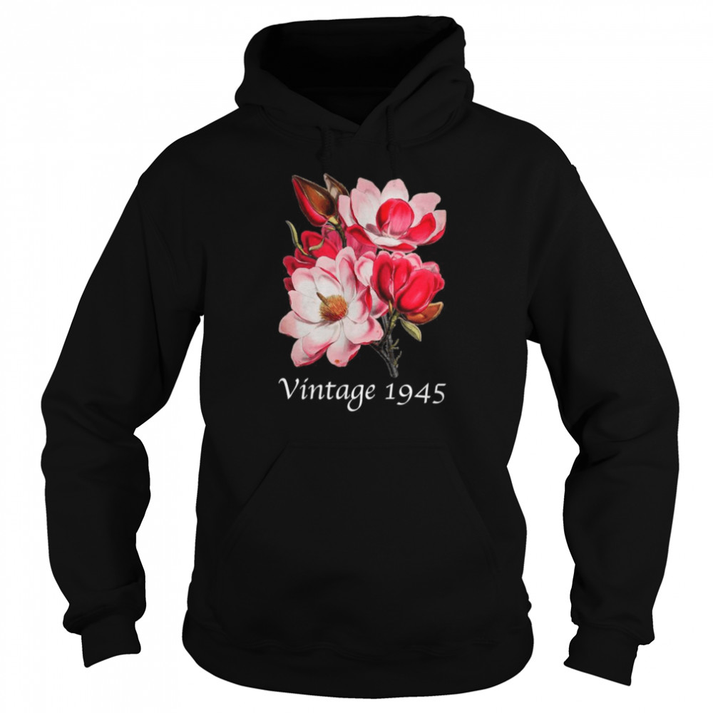 Vintage 1945 Magnolie Blume Geburtstag Muttertag Weihnachten Unisex Hoodie