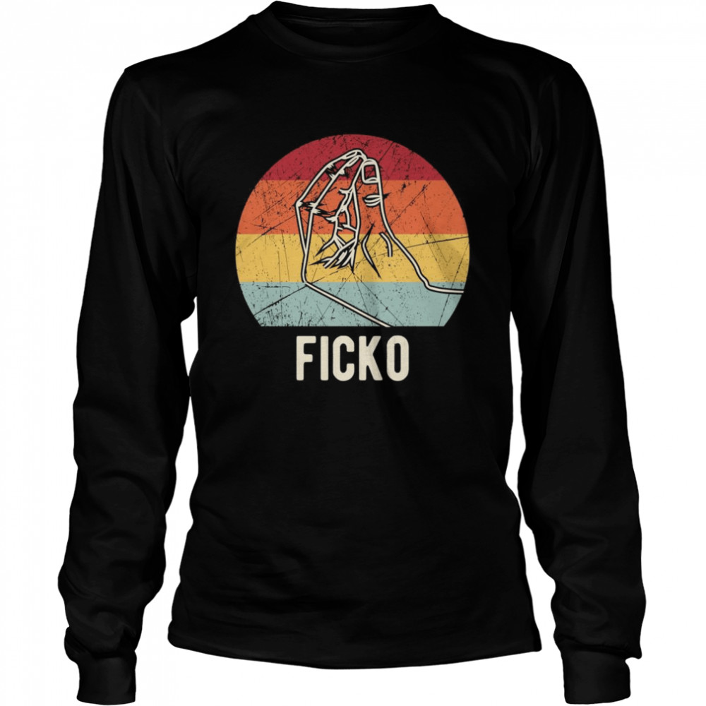 Vintage Du bisch ein Ficko italiensche Geste Handzeichen Long Sleeved T-shirt