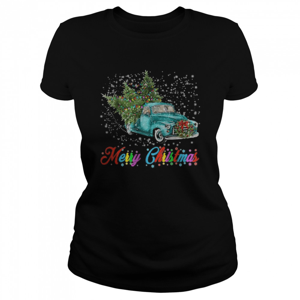 Vintage Wagon Christmas Tree on Car Xmas Vacation T- Classic Women's T-shirt