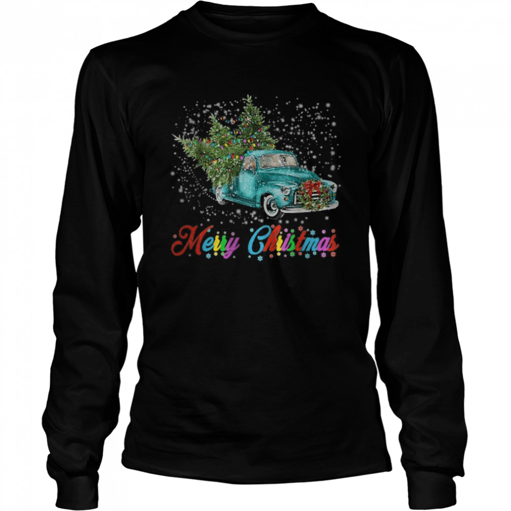 Vintage Wagon Christmas Tree on Car Xmas Vacation T- Long Sleeved T-shirt