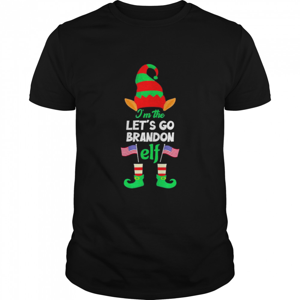 Let’s Go Brandon American Flag Christmas Elf Pajama T-Shirt