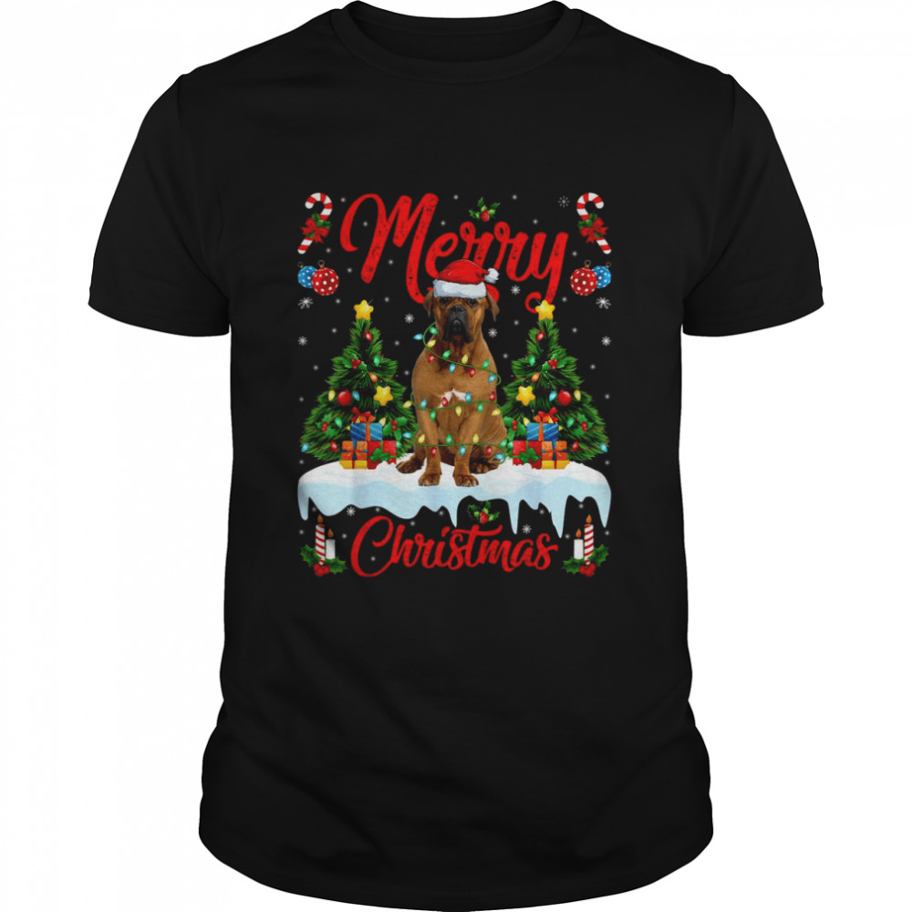 Mastiff Dog Xmas Lighting Santa Hat Mastiff Christmas Classic Men's T-shirt