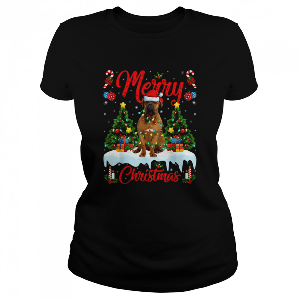 Mastiff Dog Xmas Lighting Santa Hat Mastiff Christmas Classic Women's T-shirt