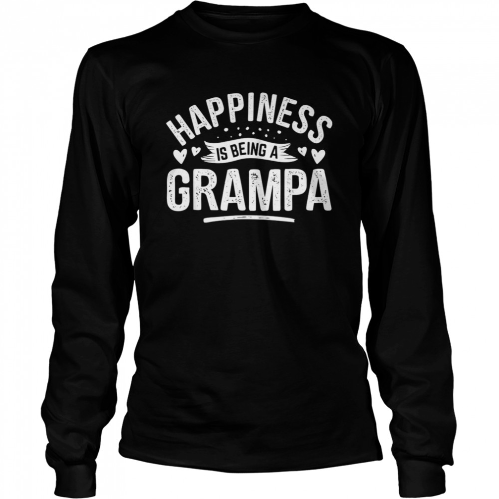 Mens Happiness Is Being A Grandpa Great GRAMPA POPO Long Sleeved T-shirt