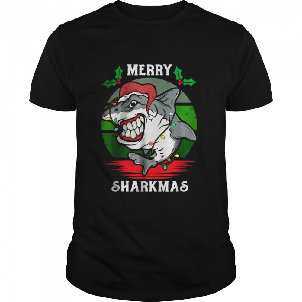 Santa Hat Shark Merry Sharkmas Christmas PJ Pajama shirt Classic Men's T-shirt