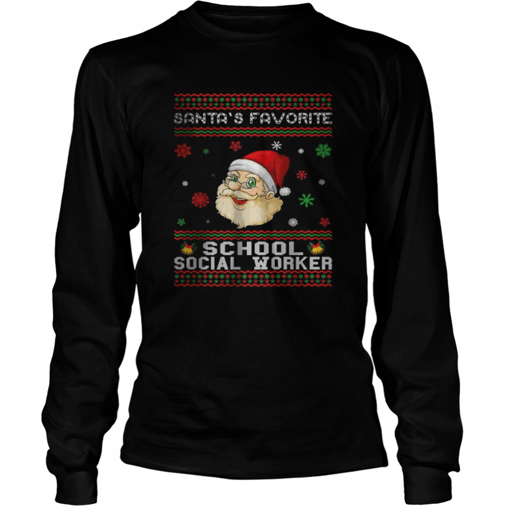 Santa’s Favorite Social Worker Christmas T- Long Sleeved T-shirt