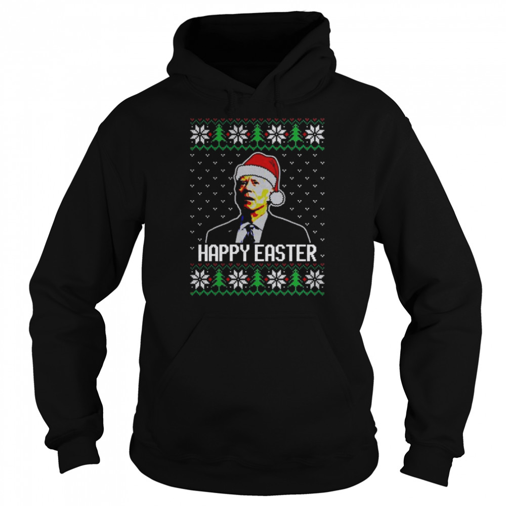 The Joe Biden Santa Hat Happy Easter Ugly Christmas Sweater Unisex Hoodie