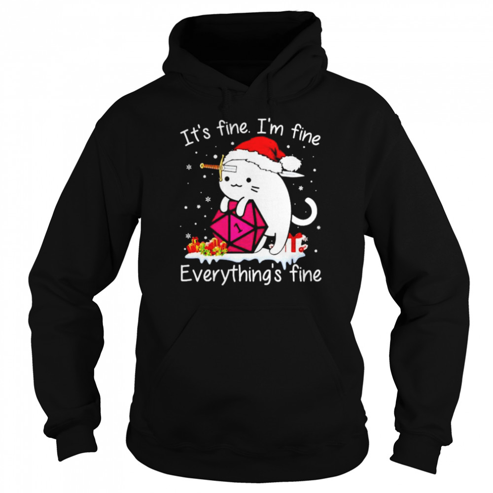 Top dungeons & Dragons cat it’s fine I’m fine everything’s fine Christmas sweater Unisex Hoodie