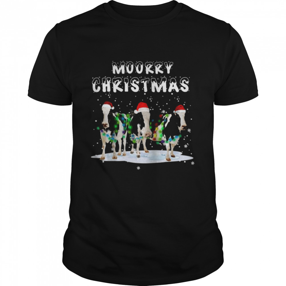 Merry Christmas Cow  Moory Lights Reindeer Cow Moo  Classic Men's T-shirt
