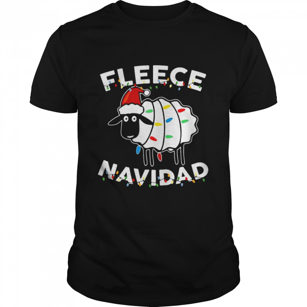 Santa sheep fleece navidad light Christmas shirt