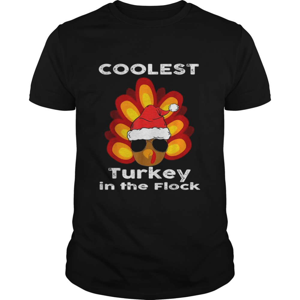 Santa Turkey coolest turkey in the flock Thanksgiving and Merry Christmas shirt Classic Men's T-shirt