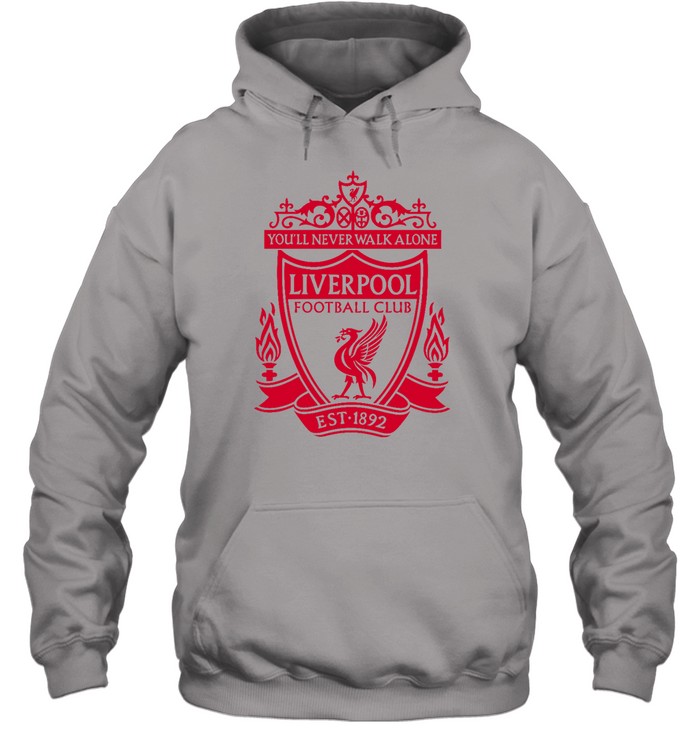 Liverpool Fc Lfc Mens Grey Marl Crest T Unisex Hoodie