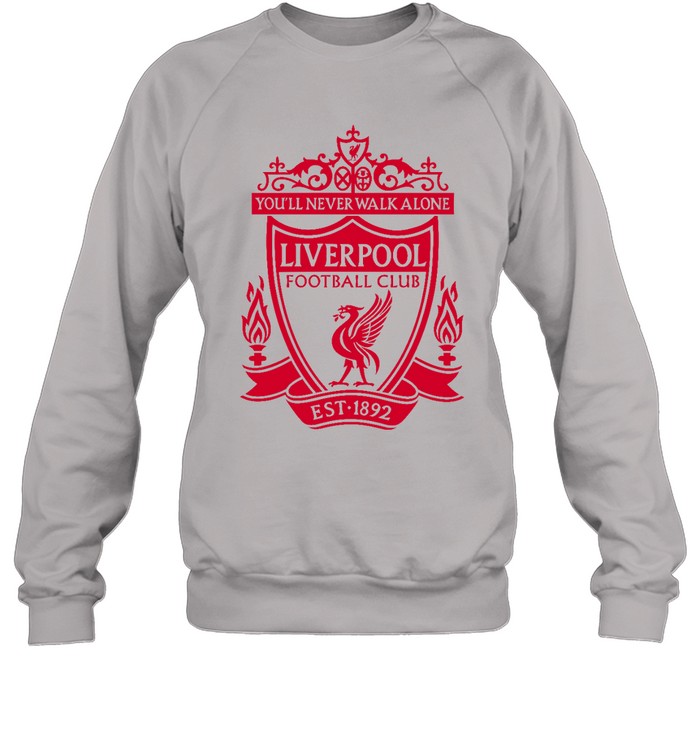 Liverpool Fc Lfc Mens Grey Marl Crest T Unisex Sweatshirt