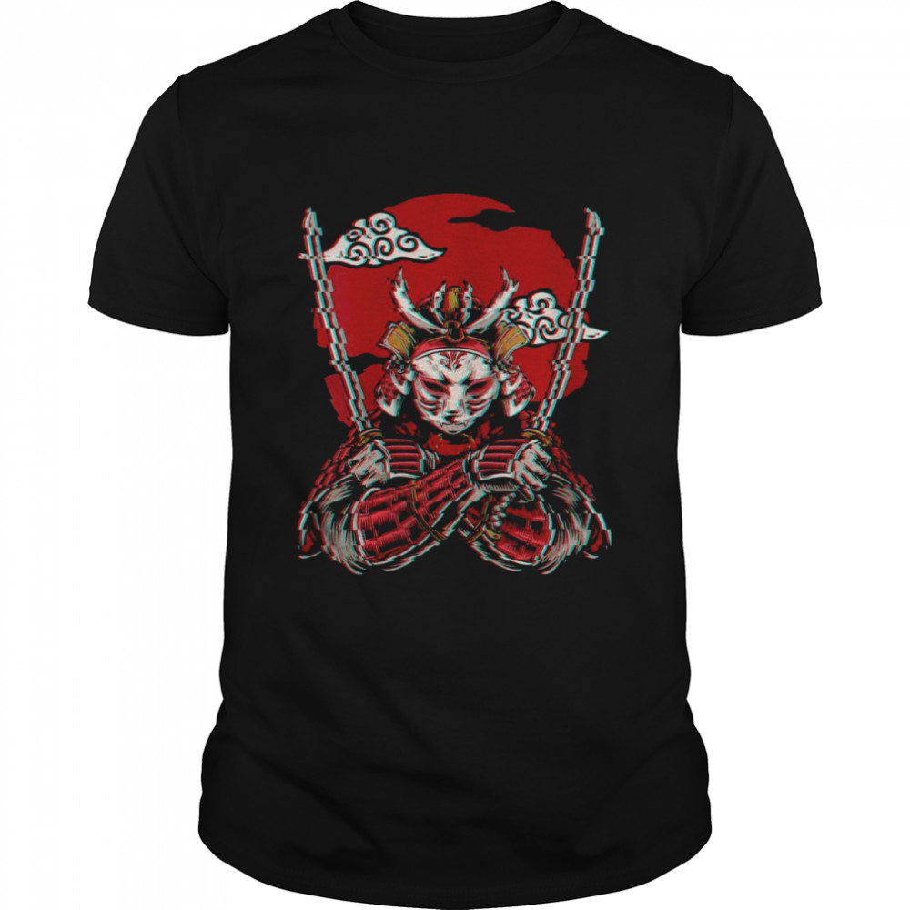 Japanese Samurai Warrior Bushido Kitsune Fox Mask Vaporwave Classic Men's T-shirt