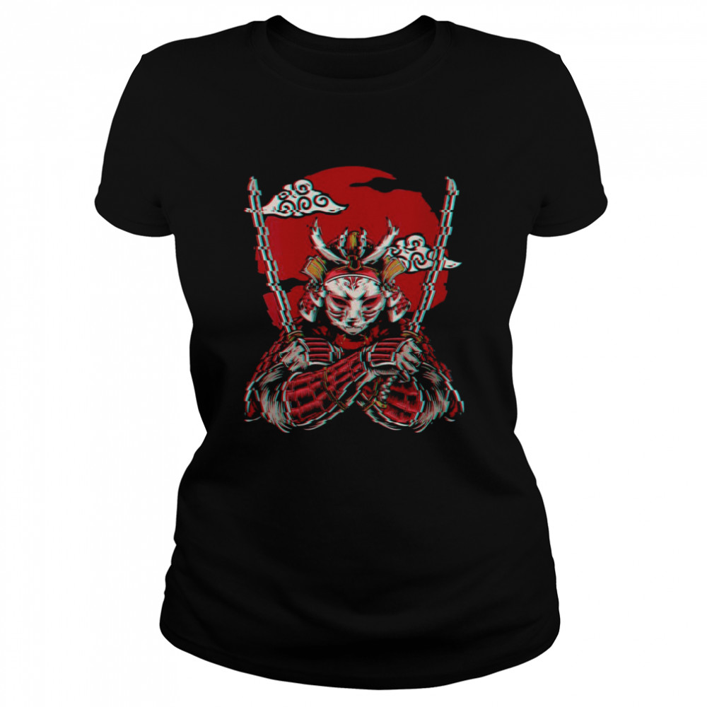 Japanese Samurai Warrior Bushido Kitsune Fox Mask Vaporwave Classic Women's T-shirt