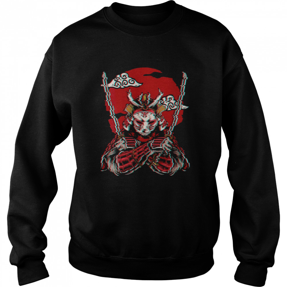 Japanese Samurai Warrior Bushido Kitsune Fox Mask Vaporwave Unisex Sweatshirt