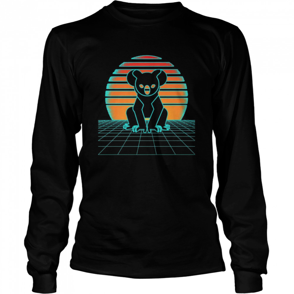 Koala Bear Synthwave Aesthetic 80s Style Animal Long Sleeved T-shirt