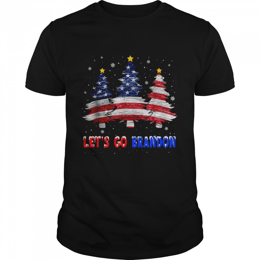 Let’s Go Brandon Tree American Flag Christmas Shirt