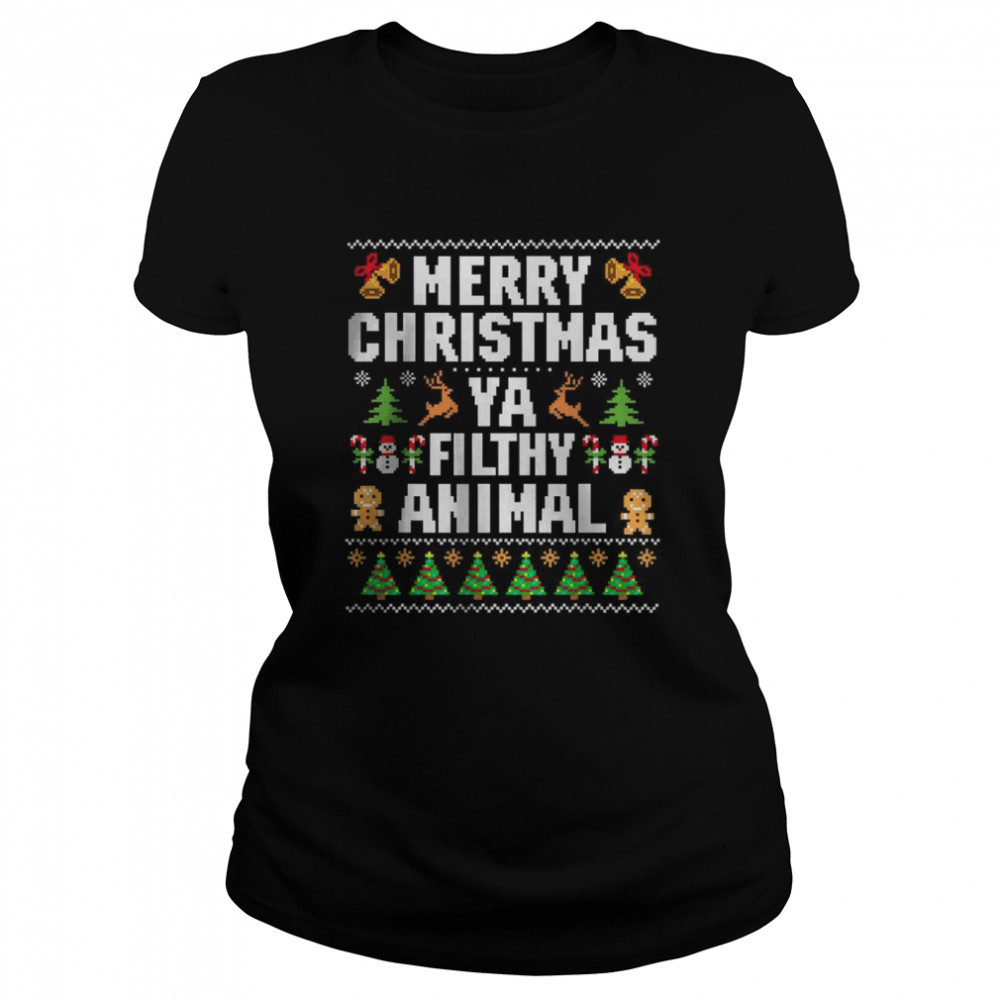 Merry Christmas Animal Filthy Ya Ugly Sweater Style Matching T- Classic Women's T-shirt