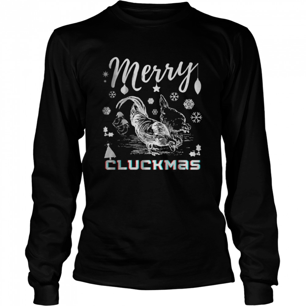 Merry Christmas Chicken Merry Cluckmas Vintage Retro T- Long Sleeved T-shirt