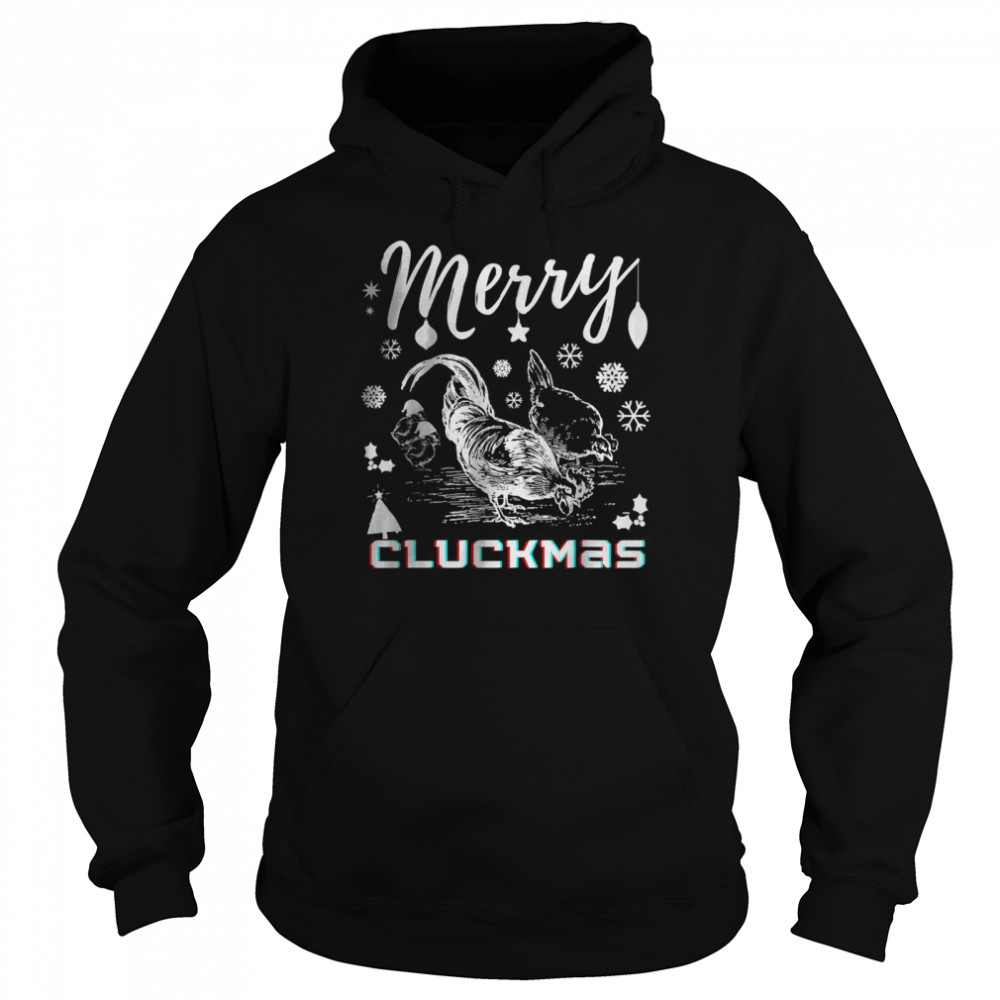 Merry Christmas Chicken Merry Cluckmas Vintage Retro T- Unisex Hoodie