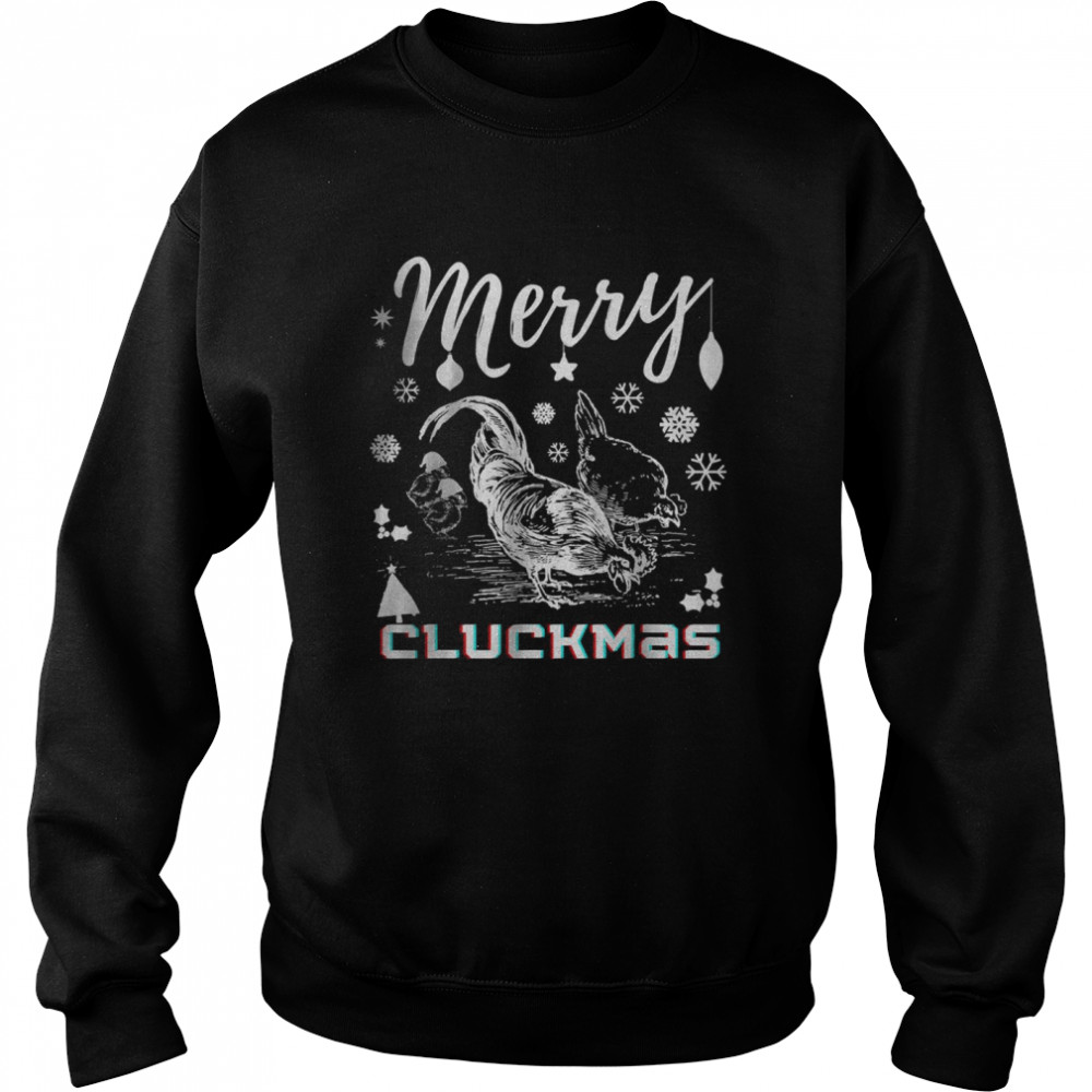 Merry Christmas Chicken Merry Cluckmas Vintage Retro T- Unisex Sweatshirt