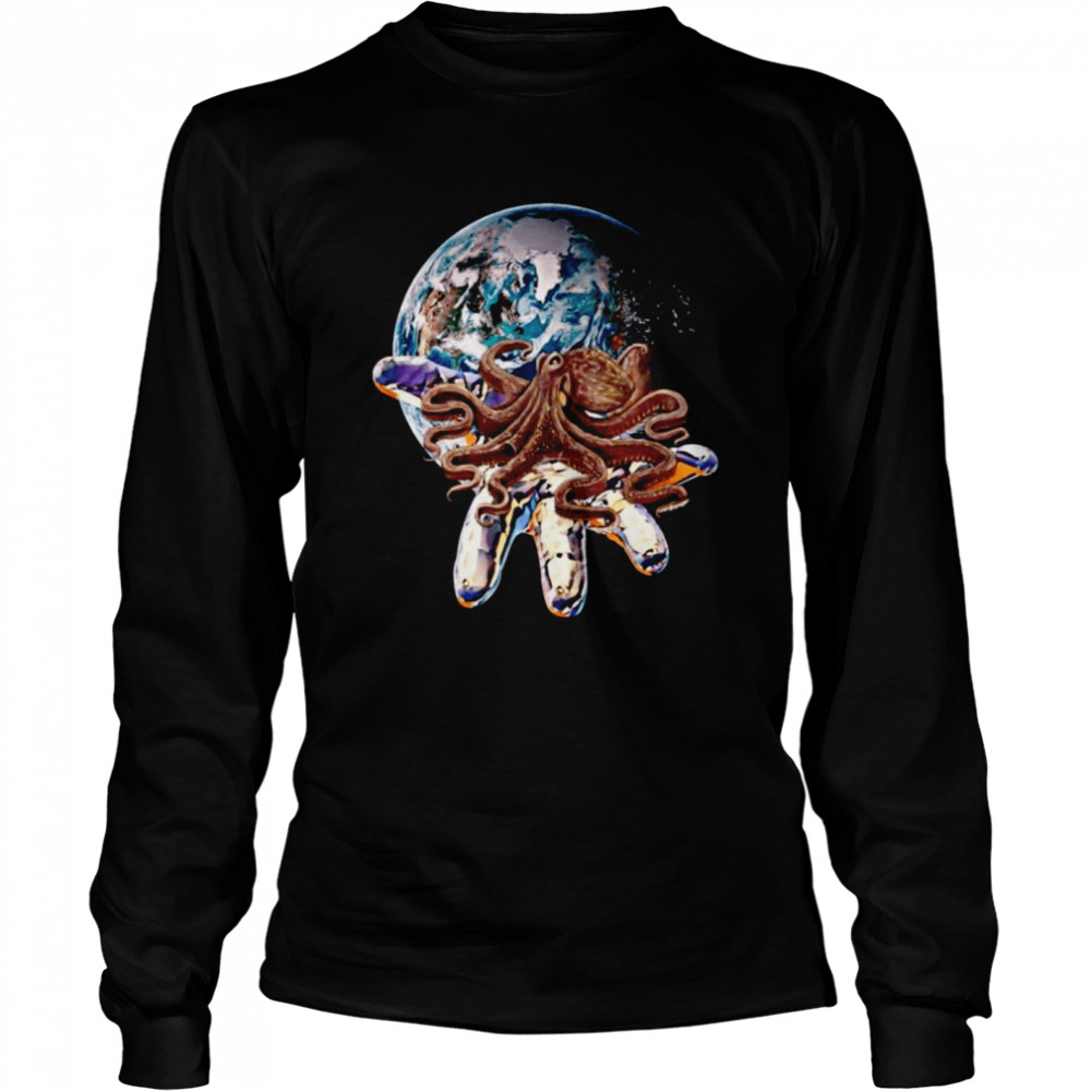 Octopus Tentacle Motif Squid Ocean Animals Design Octopuses Long Sleeved T-shirt