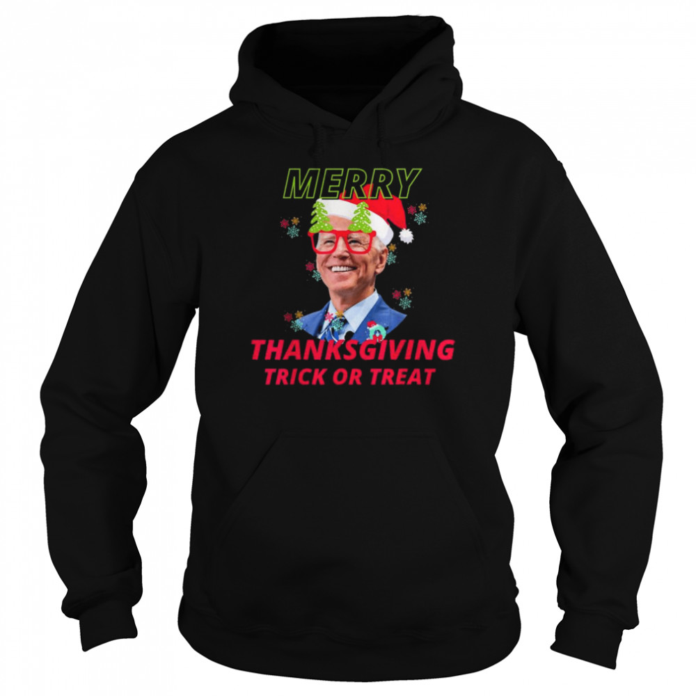 Santa Biden Merry Thanksgiving Trick or Treat Christmas Hoodie Unisex Hoodie