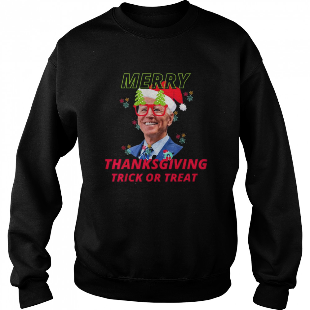 Santa Biden Merry Thanksgiving Trick or Treat Christmas Hoodie Unisex Sweatshirt