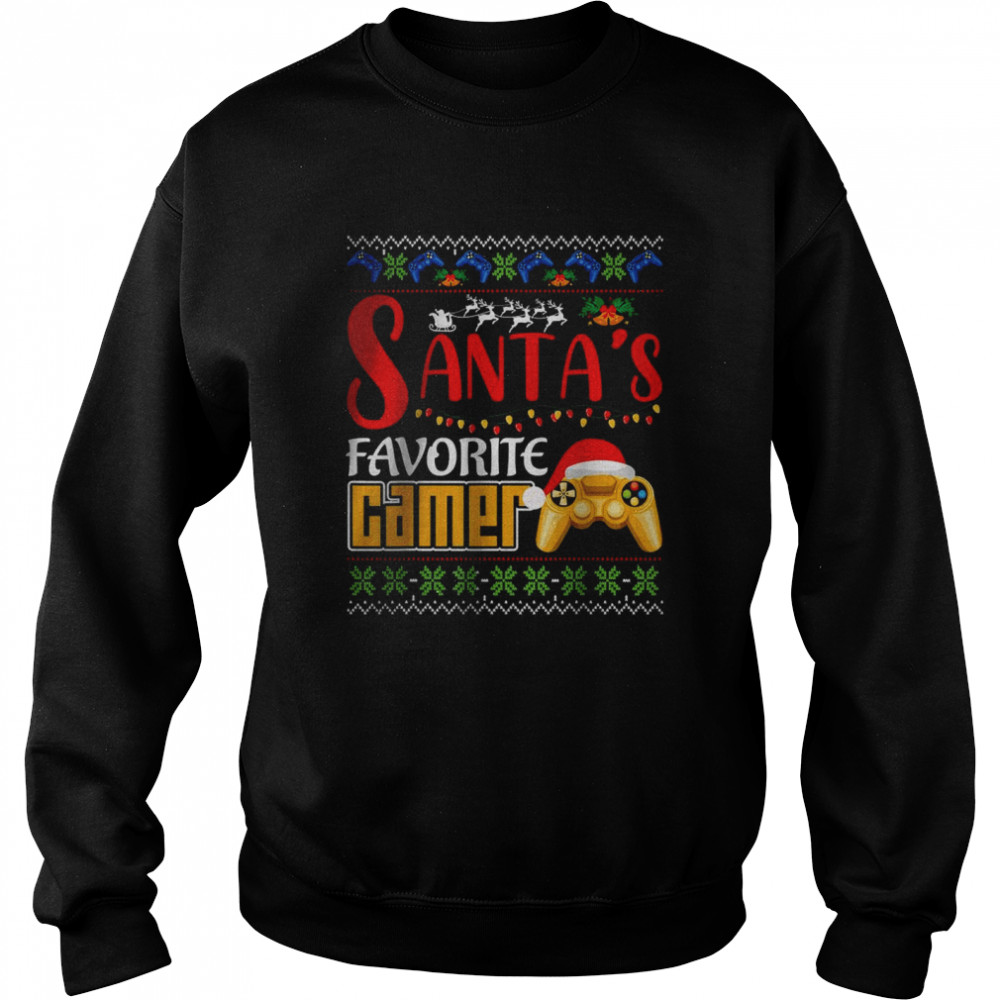 Santa’s Favorite Video Game Christmas Pajama Santa Hat Light Unisex Sweatshirt