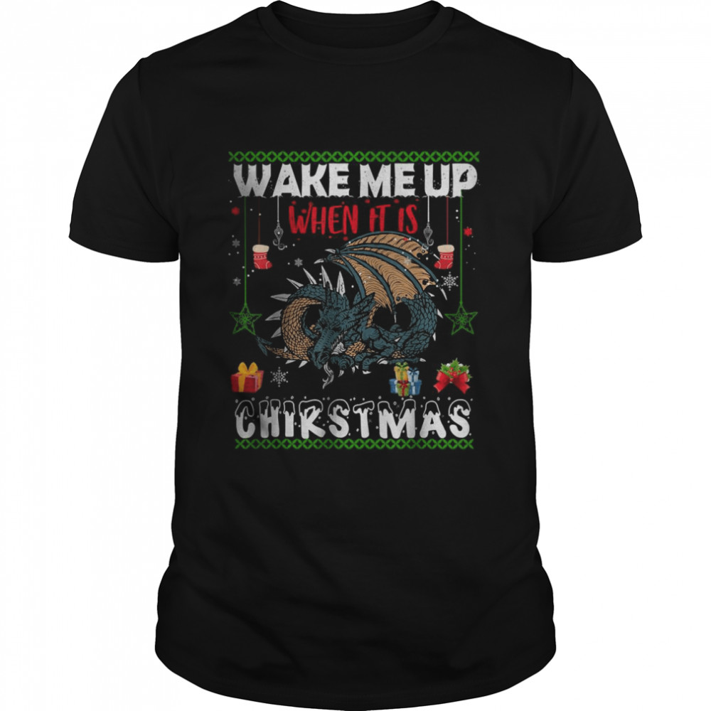 Wake me up when it’s Christmas Dragon lover Xmas T- Classic Men's T-shirt