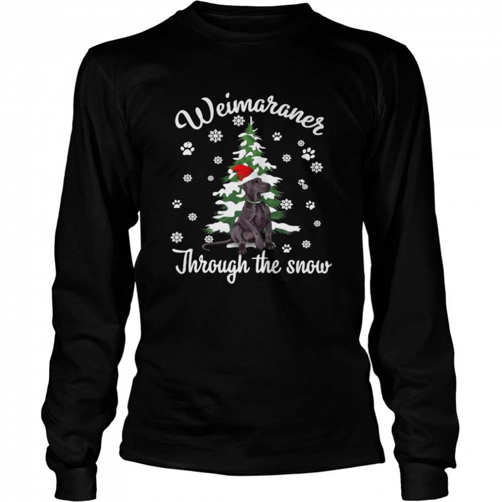 Weimaraner Through The Snow Christmas Dogs Long Sleeved T-shirt